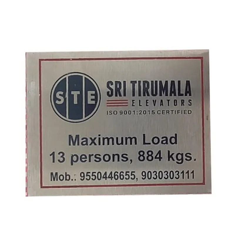 Targhetta per ascensore in acciaio inossidabile